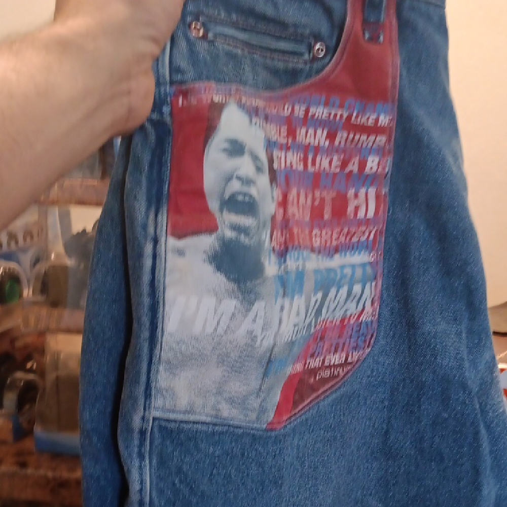 FUBU Blue Jean Shorts with Graphic Print MUHAMMAD ALI EDITION!!!